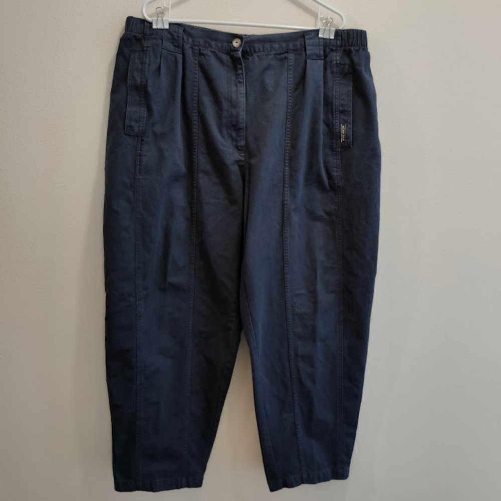 Cherokee Vintage Jean Pants, Unique front seams, Elastic Back, Dark Blue, Sz 26W